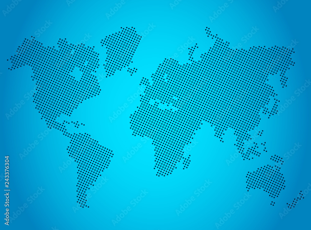 Modern stylized world map. Flat vector illustration