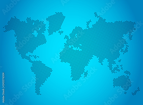 Modern stylized world map. Flat vector illustration