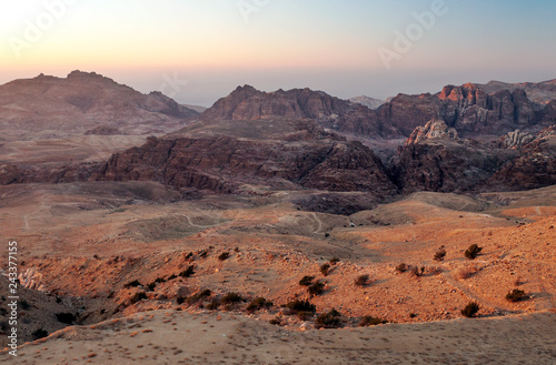 Sunset in the mountains of the Petra desert in Jordan © Tomas
