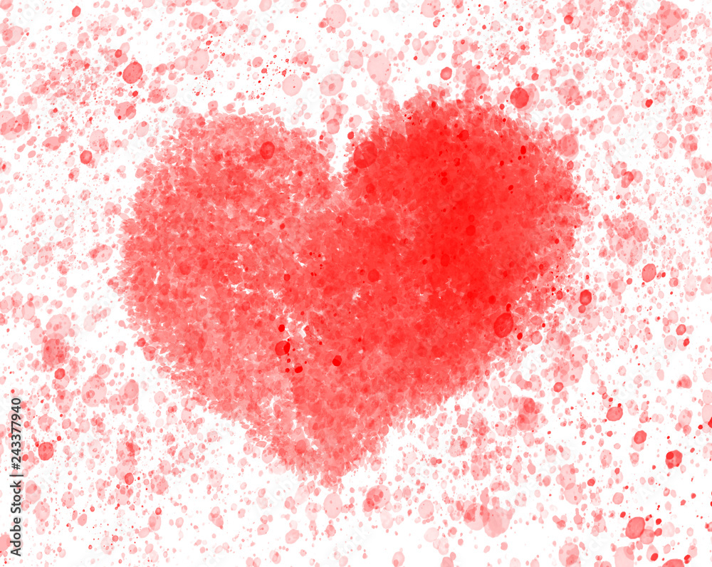 Fototapeta premium One Red Heart Watercolor