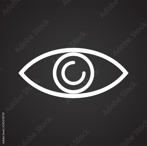 Eye icon on black background for graphic and web design, Modern simple vector sign. Internet concept. Trendy symbol for website design web button or mobile app