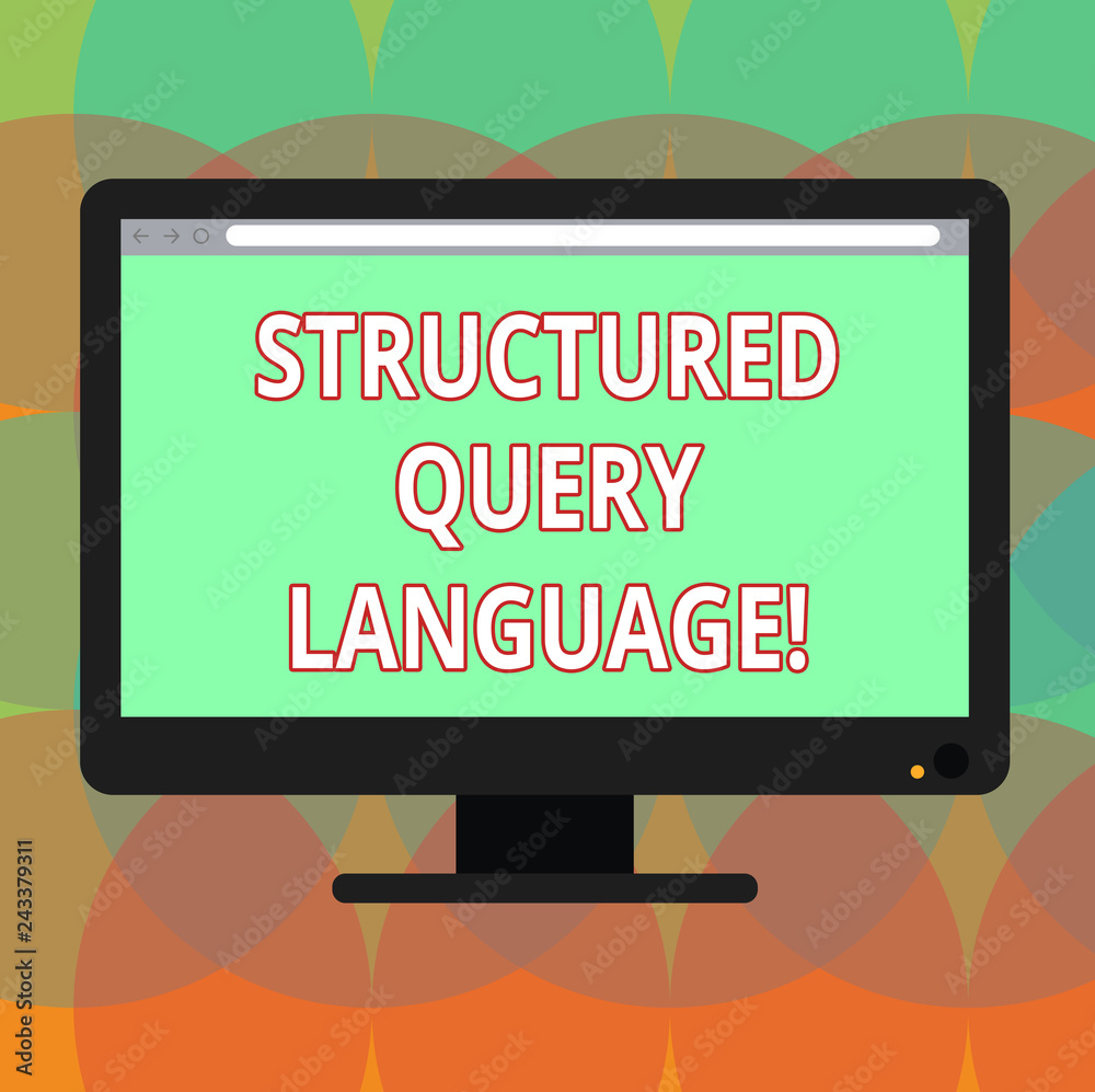 Word writing text Structured Query Language. Business concept for computer language for relational database Blank Computer Desktop Monitor Color Screen Mounted with Progress Bar Word writing text Structured Query Language. Business concept for computer language for relational database Blank Computer Desktop Monitor Color Screen Mounted with Progress Bar