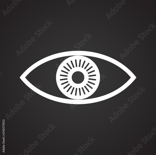 Eye icon on black background for graphic and web design, Modern simple vector sign. Internet concept. Trendy symbol for website design web button or mobile app