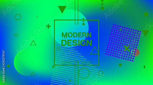 Memphis Minimal Cover Horizontal Vector Template. Neon Gradient Overlay, Small Space Particles Background. Geometric Memphis Design Elements, Horizontal Music Poster. Vintage Elemets Business Design.