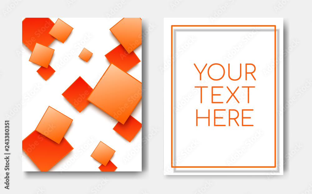 Obraz premium Modern trendy banner concept with geometric pattern blue square elements and text copy space,mockup web online design.Minimalistic abstract memphis cover page,flyer,brochure template