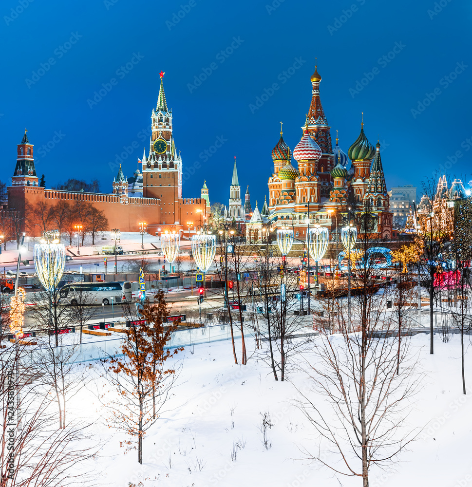 Fototapeta premium Moscow Red Square and Saint Basil s Cathedral in winter time