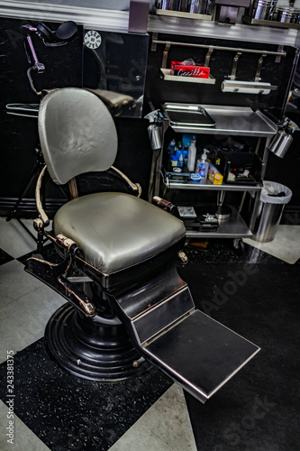 empty chair in tattoo shop