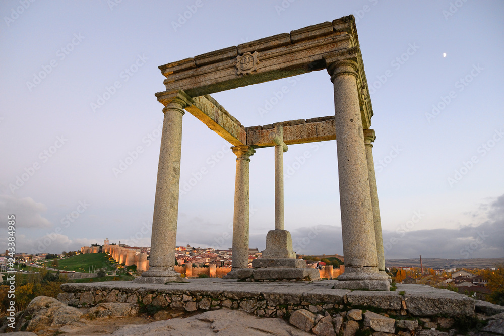 Avila, Spain - November 15, 2018: Viewpoint of the Four Posts in Avila. Avila, Spain - November 15, 2018: Viewpoint of the Four Posts in Avila.