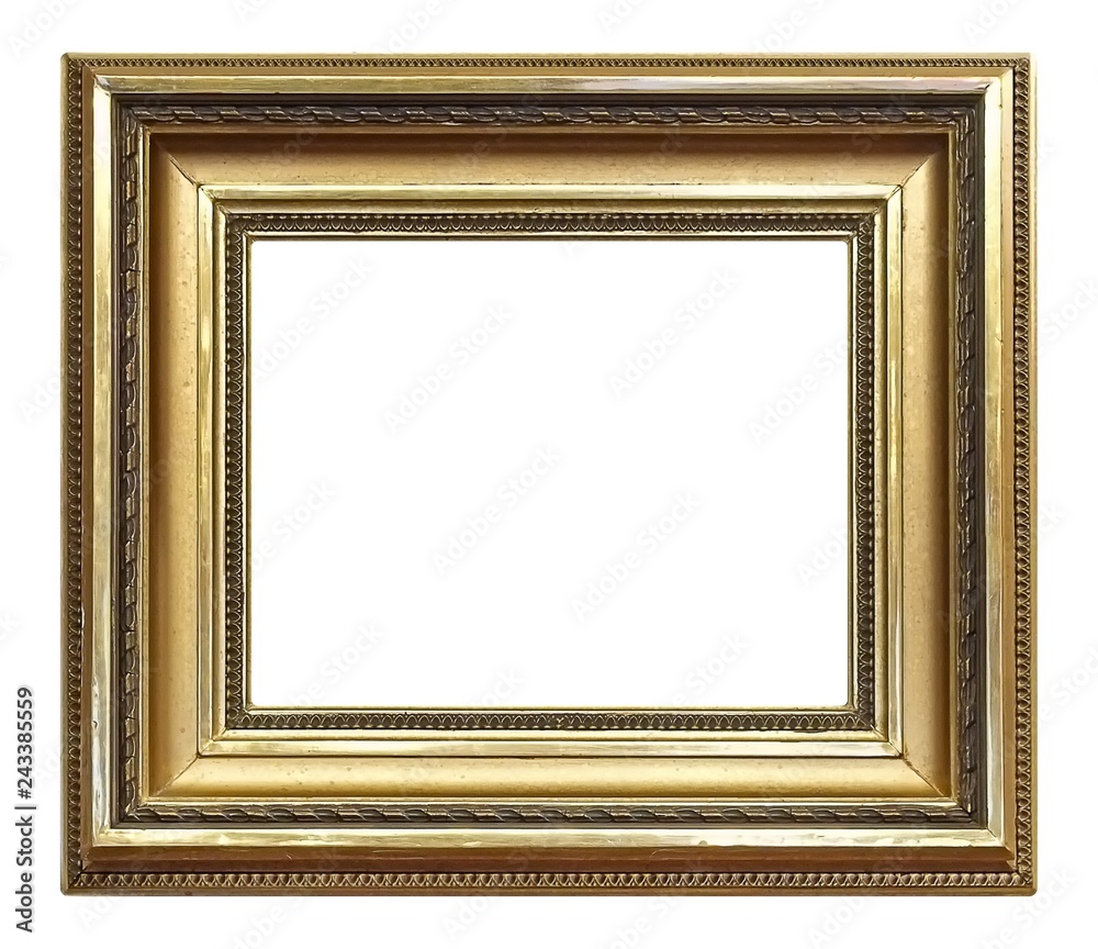 Golden frame for paintings, mirrors or photo isolated on white background Golden frame for paintings, mirrors or photo isolated on white background