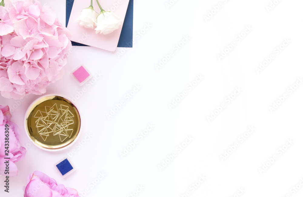 Styled flatlay - pink & navy Styled flatlay - pink & navy