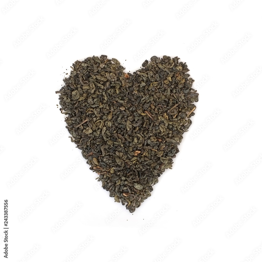Large leaf green tea isolated on white background Large leaf green tea isolated on white background