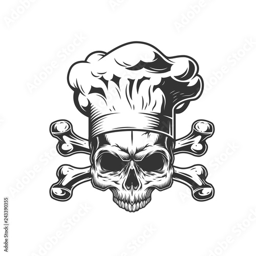 Vintage monochrome chef skull