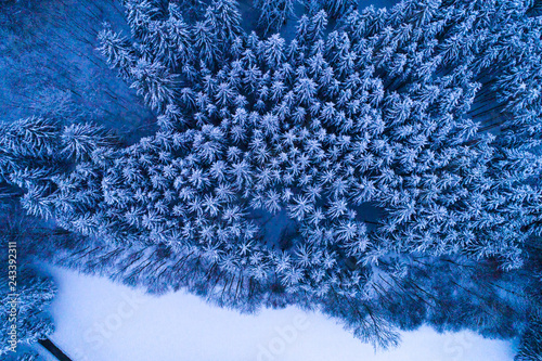 Germany, Bavaria, Allgaeu, aerial view of winter landscape