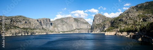 O`Shaughnessy Dam holding back Hetch Hetchy reservoir on the Tuolumne River in Yosemite National Park photo