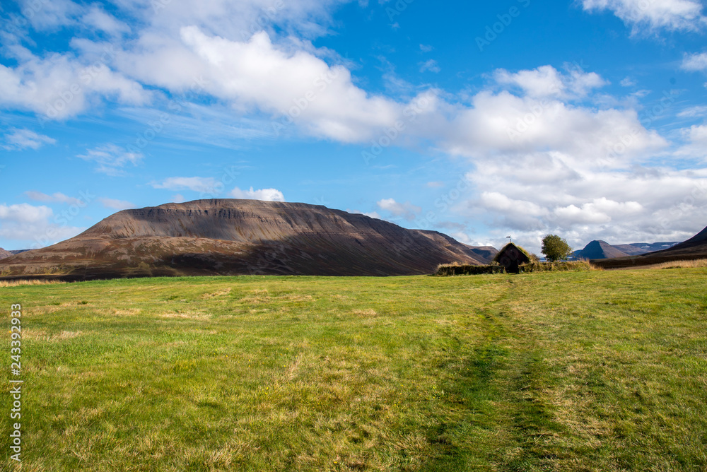 Grafarkirkja turf church - the Chapel at Gröf in Höfðaströnd in North-Iceland - is Iceland`s oldest turf church. Parts of the current turf church date back to the 17th century. Grafarkirkja turf church - the Chapel at Gröf in Höfðaströnd in North-Iceland - is Iceland`s oldest turf church. Parts of the current turf church date back to the 17th century.