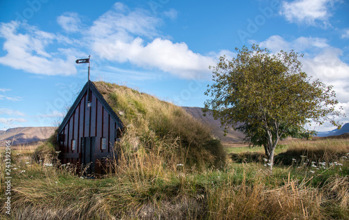 Grafarkirkja turf church - the Chapel at Gröf in Höfðaströnd in North-Iceland - is Iceland`s oldest turf church. Parts of the current turf church date back to the 17th century. 