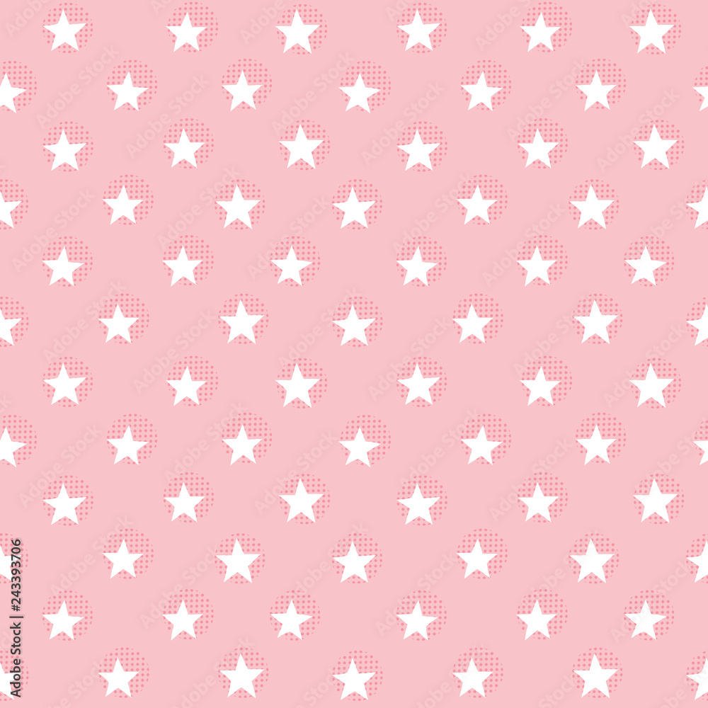 Cute seamless vector background with hand drawn stars in blush pink and white for babies and girls. Fresh modern design for textiles, cards, gift wrapping paper, wallpapers. Cute seamless vector background with hand drawn stars in blush pink and white for babies and girls. Fresh modern design for textiles, cards, gift wrapping paper, wallpapers.