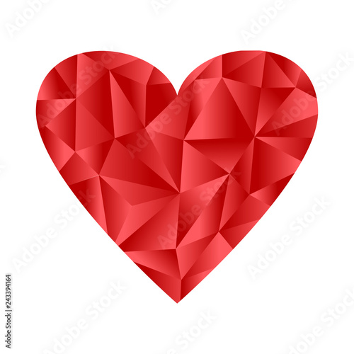 Red heart icon in style Low Poly. Vector illustration