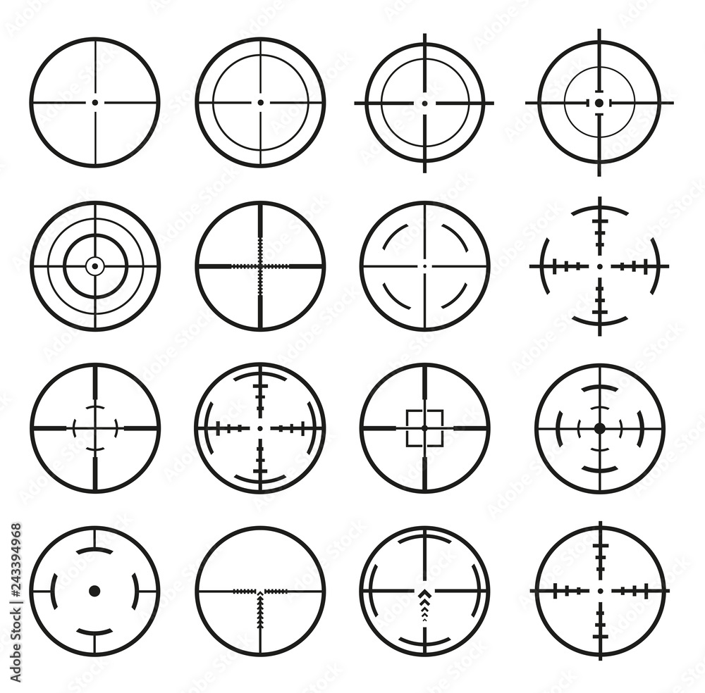 Target Icon. Mega set 16 vector detailed crosshairs Stock Vector ...