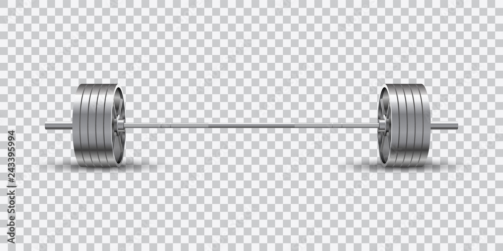 Beautiful realistic fitness vector front view of an olympic barbell