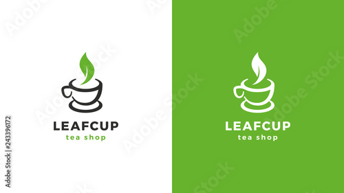 Tearoom Logotype template, positive and negative variant, corporate identity for brands, tea logo, vector design