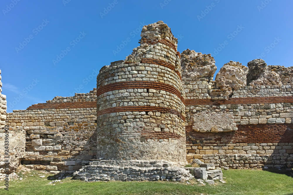 Ruins of Ancient Fortifications at the entrance of old town of Nessebar, Burgas Region, Bulgaria