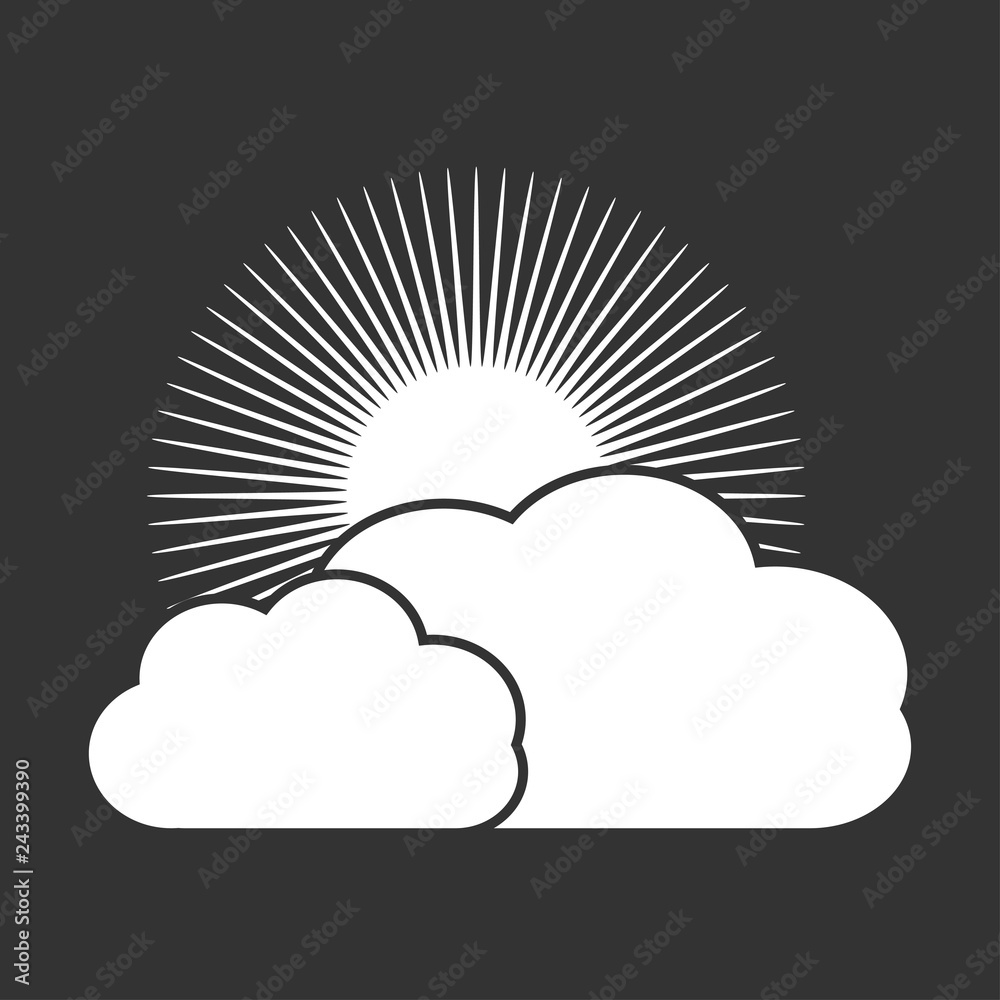 Vector illustration of sun with clouds, icon in flat design - Vector Vector illustration of sun with clouds, icon in flat design - Vector