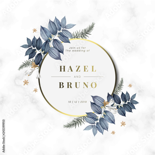 Floral wedding invitation card design vector