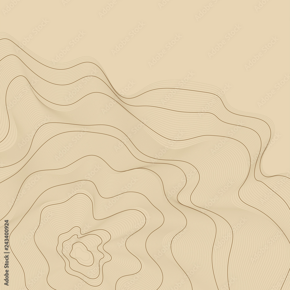 Brown abstract contour lines illustration - obrazy, fototapety, plakaty 