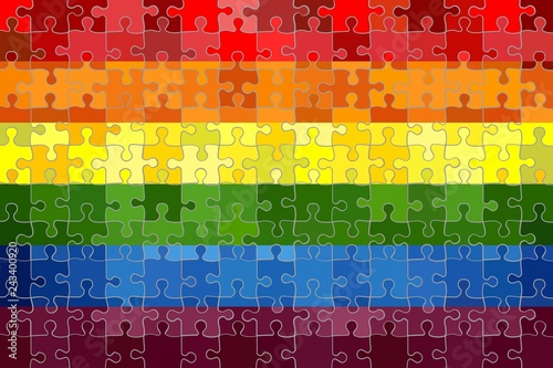 Gay pride flag made of puzzle background - Illustration