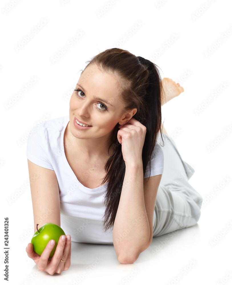 Young beautiful woman with an apple. Young beautiful woman with an apple.