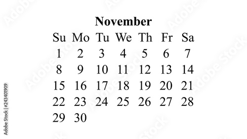 November 2020. Calendar 2020 vector. Simple design minimal 2020 calendar on desktop wallpaper