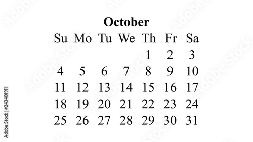 October 2020. Calendar 2020 vector. Simple design minimal 2020 calendar on desktop wallpaper