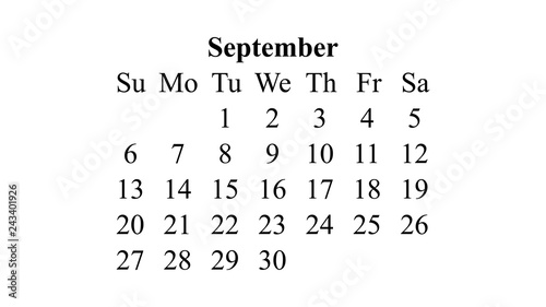 September 2020. Calendar 2020 vector. Simple design minimal 2020 calendar on desktop wallpaper