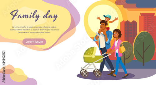 Family Day Out Cartoon Vector Landing Page