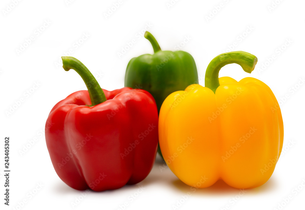 Red green and yellow sweet bell pepper. (clipping path) Red green and yellow sweet bell pepper. (clipping path)