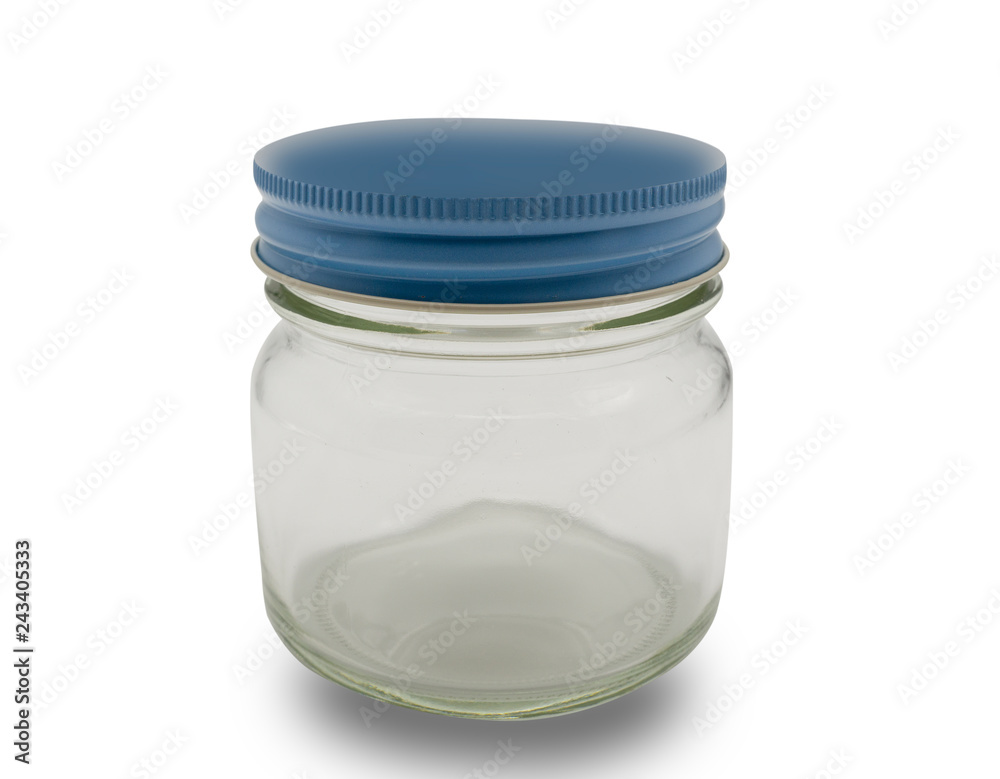 empty glass canister or jar on white background. (clipping path) empty glass canister or jar on white background. (clipping path)