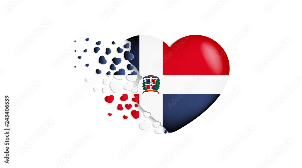 National flag of Dominican Republic in heart illustration. With love to Dominican Republic