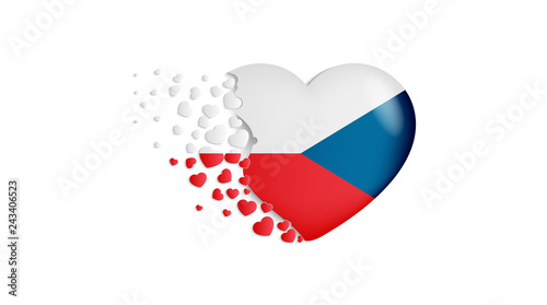 National flag of Czech Republic in heart illustration. With love to Czech Republic country. The national flag of Czech Republic fly out small hearts