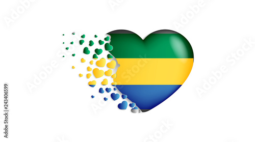 National flag of Gabon in heart illustration. With love to Gabon country. The national flag of Gabon fly out small hearts photo