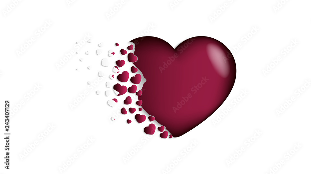 National flag of Qatar in heart illustration. With love to Qatar country. The national flag of Qatar fly out small hearts