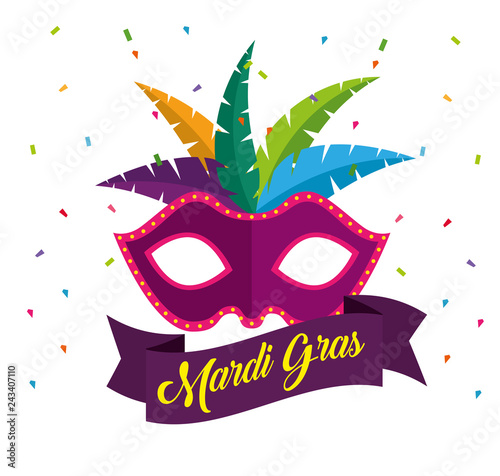 mask with feathers to mardi gras celebration