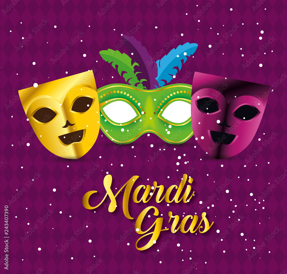 mardi gras celebration with party masks