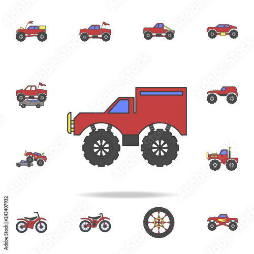 bigfoot car field coloricon. Detailed set of color big foot car icons. Premium graphic design. One of the collection icons for websites, web design, mobile app
