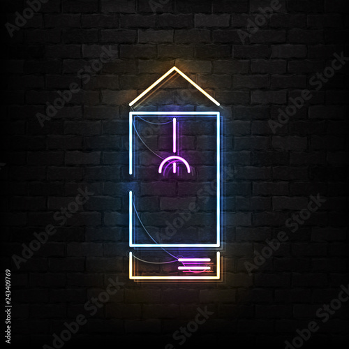 Vector realistic isolated neon sign of Claw Crane logo for decoration and covering on the wall background. Concept of toy machine.