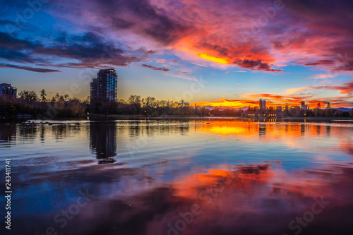 Beautiful Sunset at City Park in Denver, Colorado