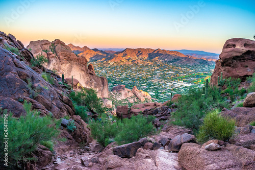 Colorful Sunrise on Camelback Mountain in Phoenix, Arizona photo