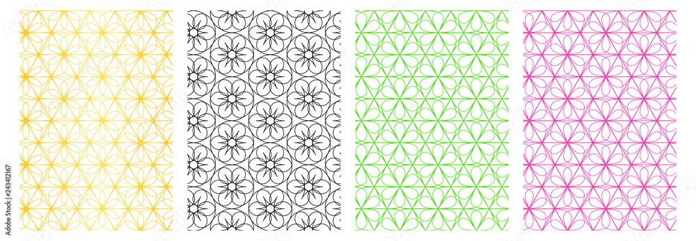 Seamless flower pattern in linear style, vector Seamless flower pattern in linear style, vector