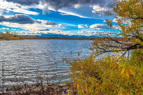 Colorful Sunset at Sloan's Lake in Denver, Colorado photo