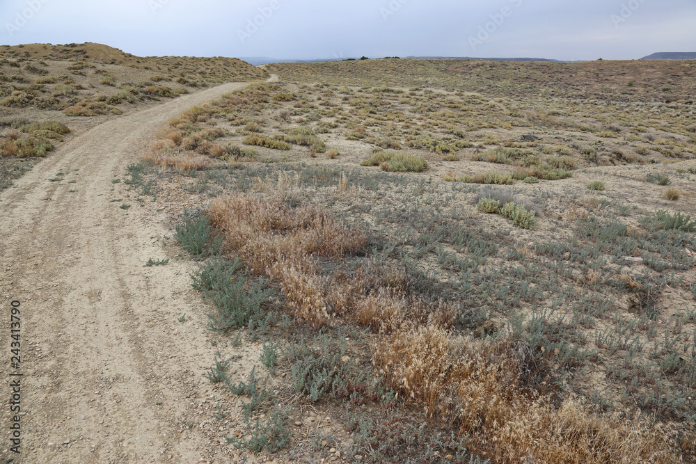 The dry desolete trail in Highline Lake State Park, Mesa County, Colorado.